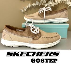 Skechers GOSTEP Seashore Boat Deck Shoes Natural Size 8